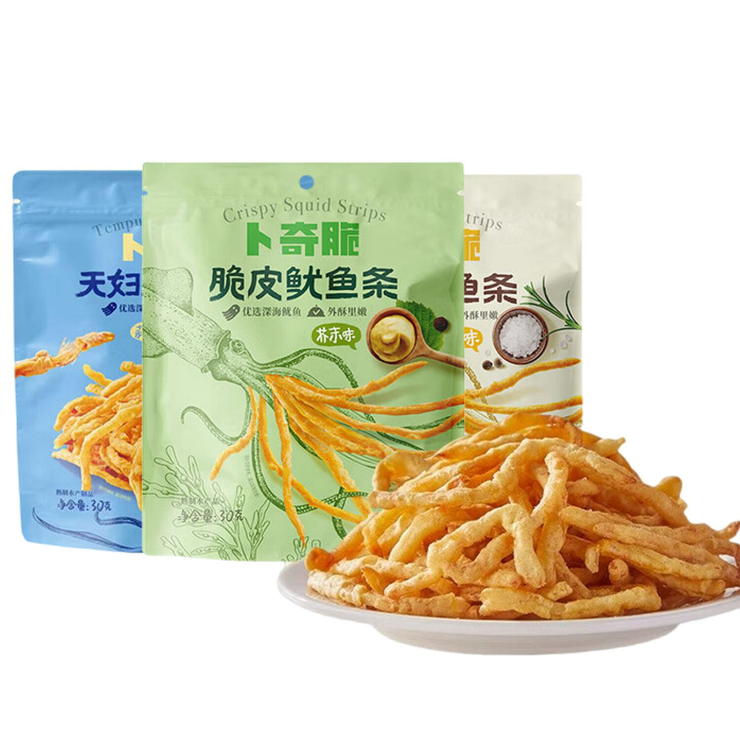 Crispy Squid Strips Triple-Flavor Combo 90 그램