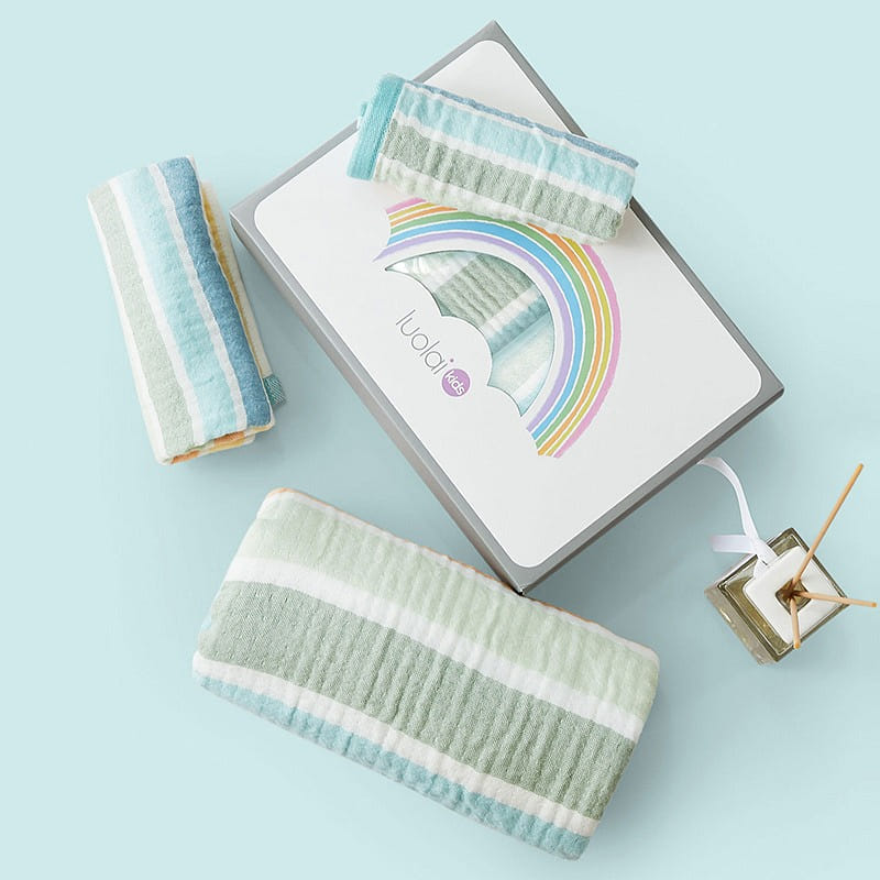 LUOLAI 100% cotton towel gift box for children bath towel face towel 1 box
