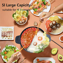 Joydeem九鼎 多功能电火锅电煮锅 鸳鸯不粘电火锅涮涮锅，旋钮温度控制，大容量5升适合家庭用聚会用，1500W功率，高颜值易于清洁，美国仓库发货，包邮 1 份