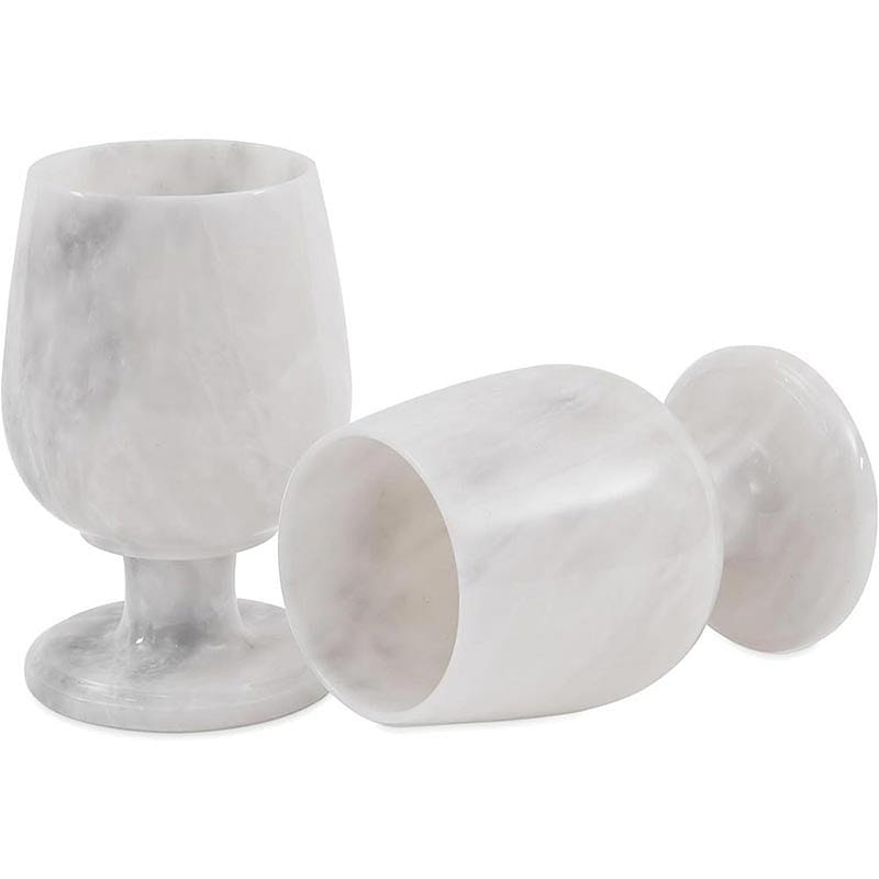 Radicaln White Marble Wine Glass Set of 2, 5" Cups 2 ส่วน