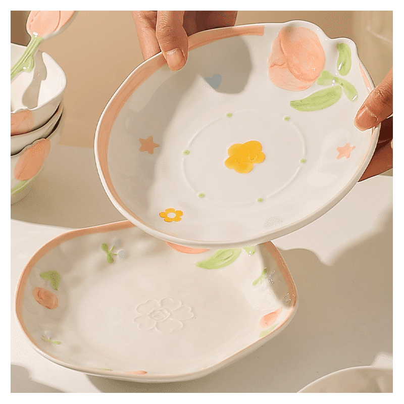 Pastoral Series Cute Tulip Ceramic Soup Plate 8" 1 개입