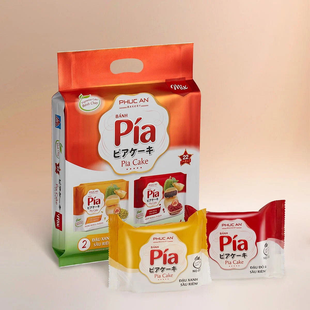 [PHUC AN] Pia Cake Mix (Mung-Red-Durian-Veggie) - 14 oz