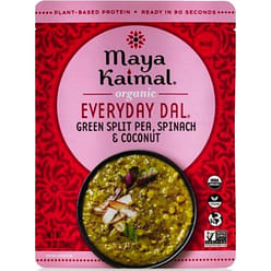 Maya Kaimal Organic Everyday Dal - Green Split Peas + Spinach + Coconut, 10 oz pouch 10 oz