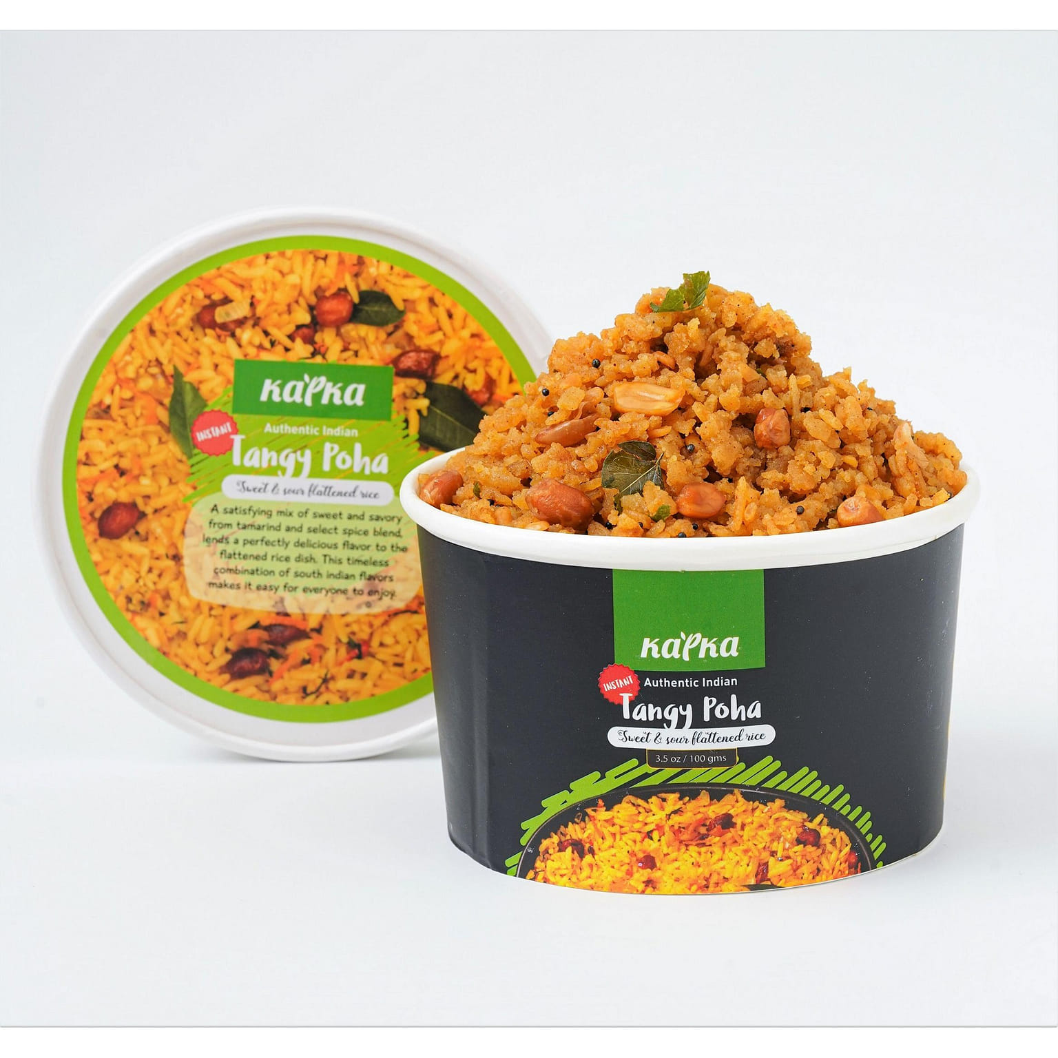 Kapka Tangy Poha Vegan Indian Cups-Ready to Eat-Just Add Hot Water-Non GMO 3.5 ออนซ์