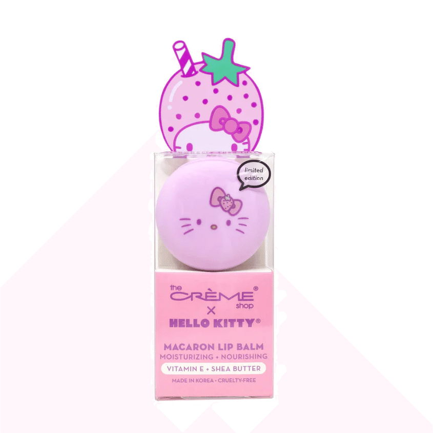 The Creme Shop Hello Kitty Macaron Lip Balm - Strawberry Rose Latte 7.5 그램