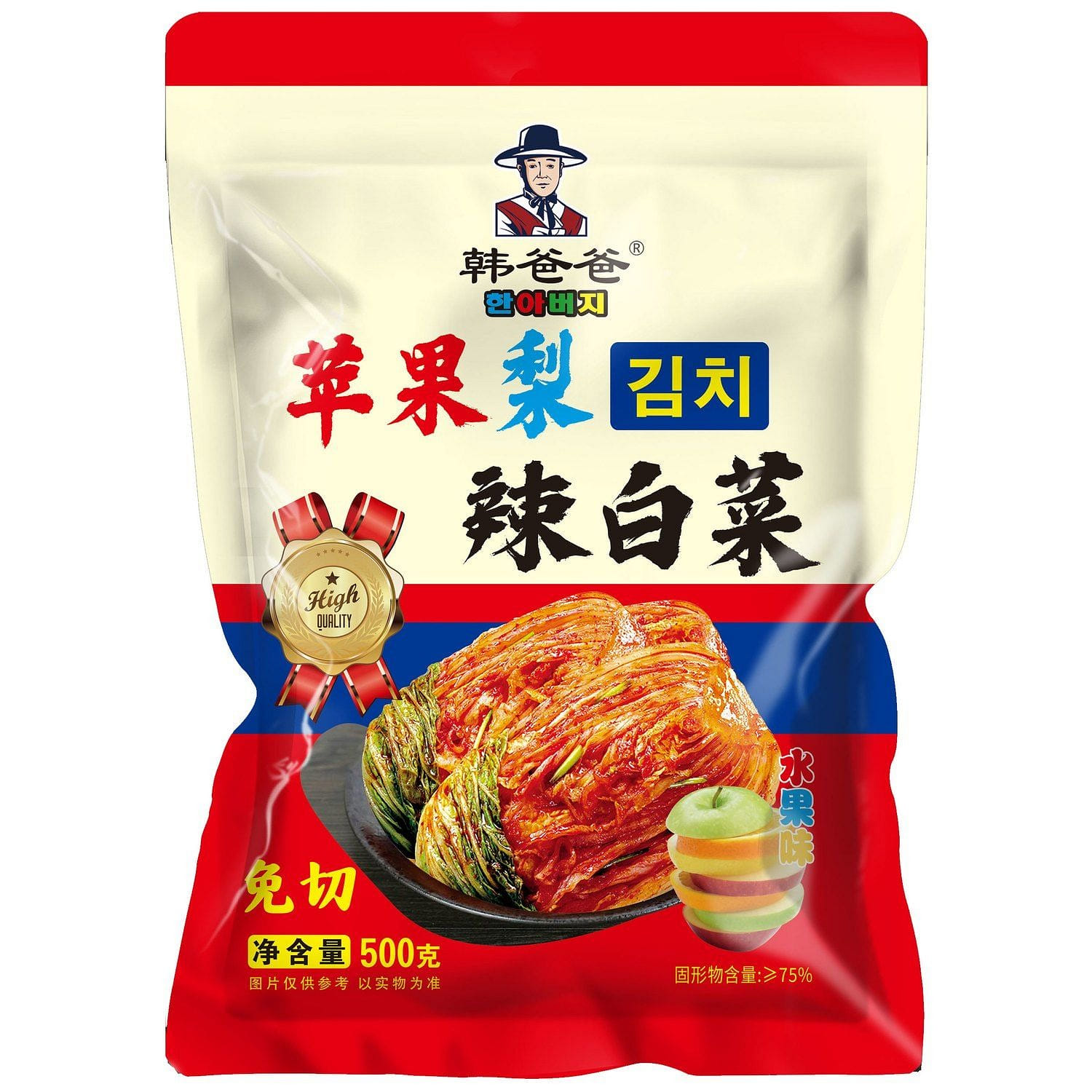 1 bag of Korean style apple, pear, spicy cabbage 500 그램