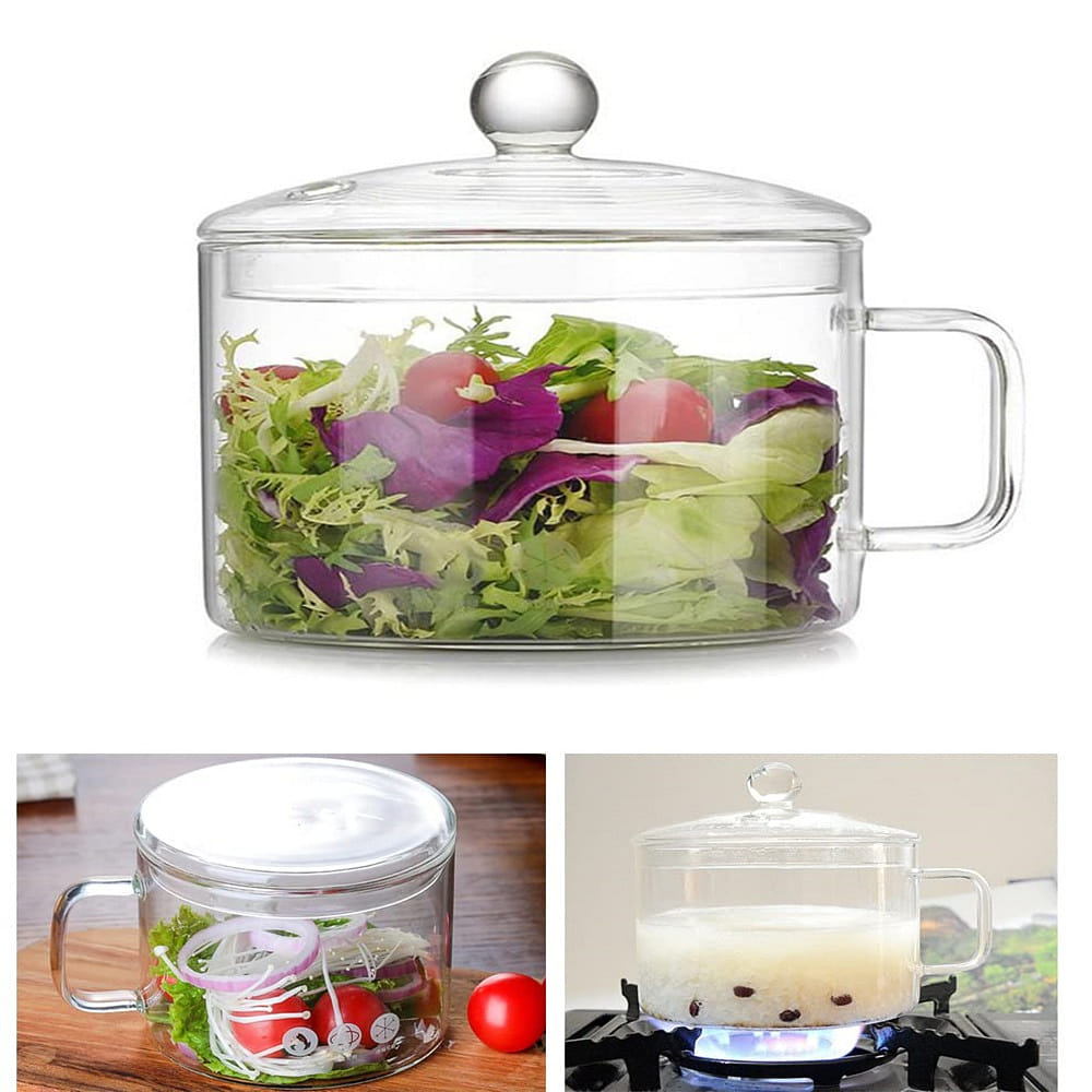 Glass Saucepan with Cover,1.6L Heat-resistant Glass Stovetop Pot & Pan with Lid 1 ส่วน