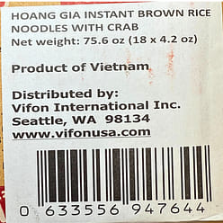 Vifon HoangGia Instant Noodle Crab 120g pack of 18 1 each