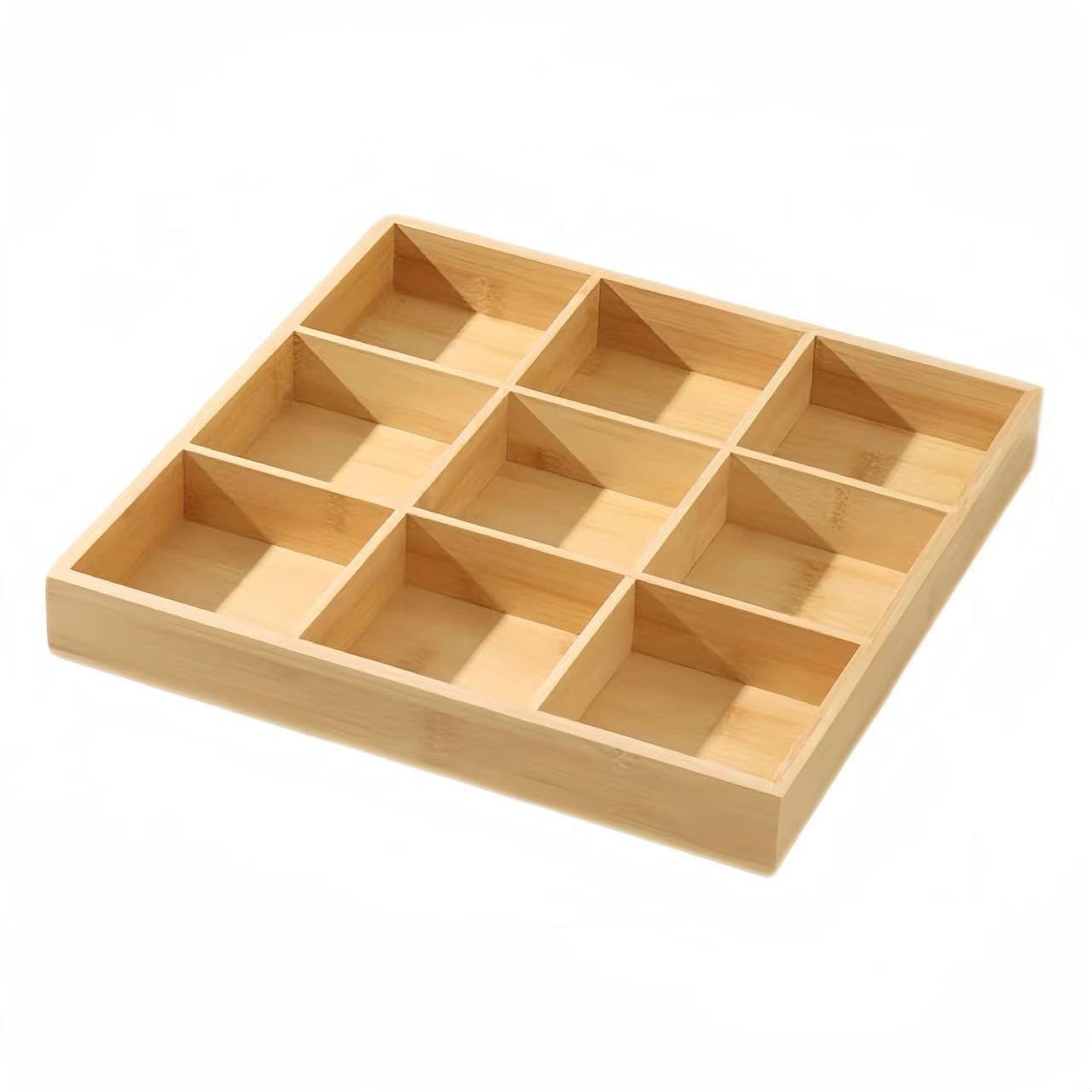 Pure Bamboo & Wood 9-Grid Hot Pot Tray platter 1 개입