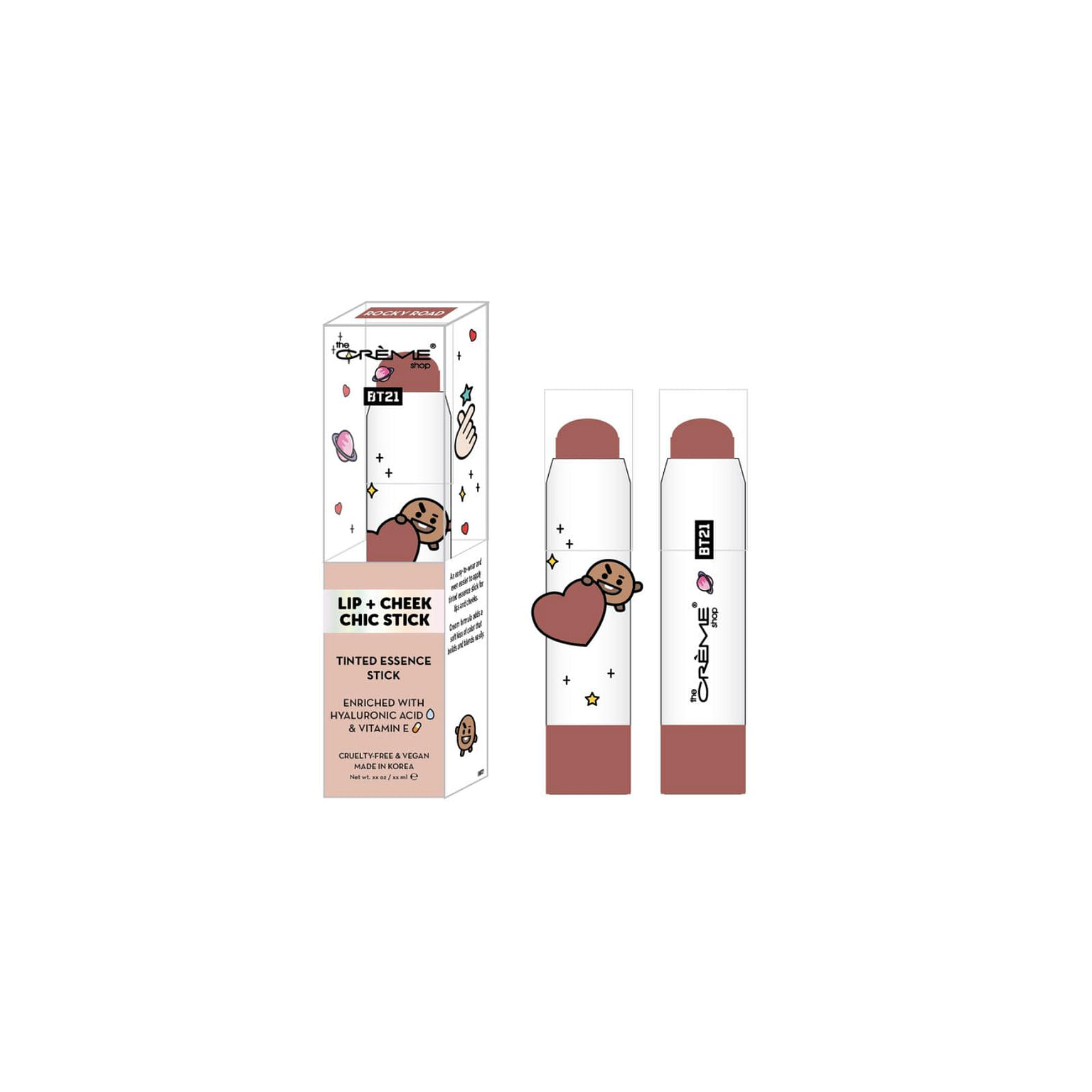 THE CREME SHOP Tinted Essence Stick Lip & Cheek - BT21 Shooky Rocky Road 1 個