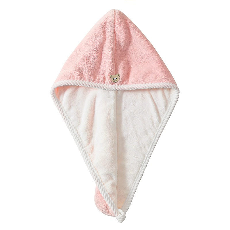 Double Coral Velvet Hair Dryer Cap Microfiber Quick Dry Pink and White 1 개