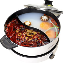 Joydeem九鼎 多功能电火锅电煮锅 鸳鸯不粘电火锅涮涮锅，旋钮温度控制，大容量5升适合家庭用聚会用，1500W功率，高颜值易于清洁，美国仓库发货，包邮 1 份