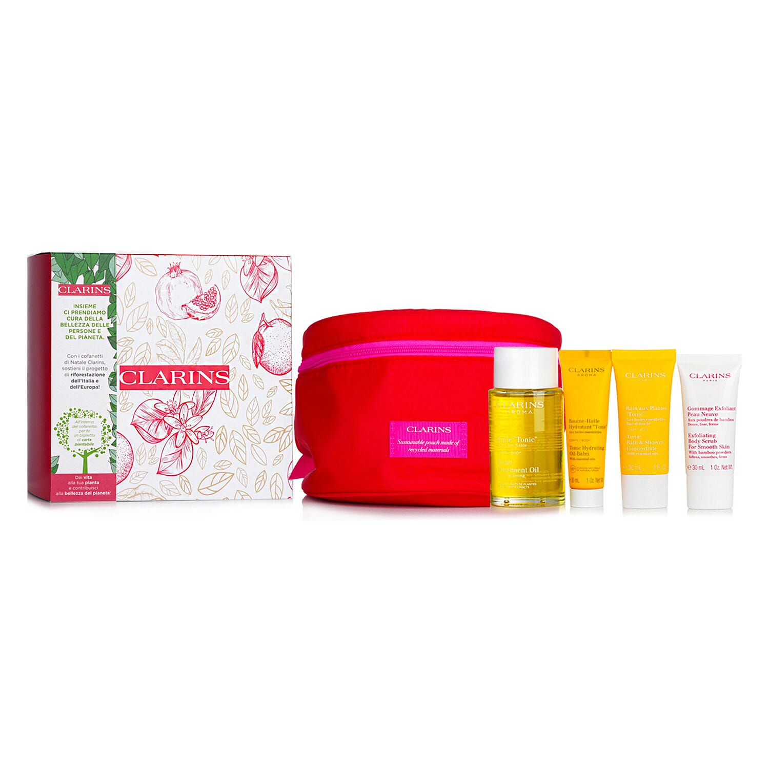 Clarins SPA At Home Set: Body Oil 100ml+Shower Concentrate 30ml+Baume Huile Oil Balm 30ml+Body Scrub 30ml+1 Bag 4 本