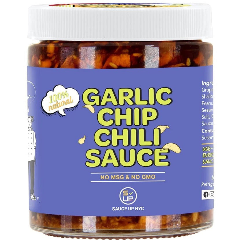 SAUCE UP NYC 100% NATURAL GARLIC CHIP CHILI SAUCE - TOPPING/OIL (ORIGINAL) 6 온스