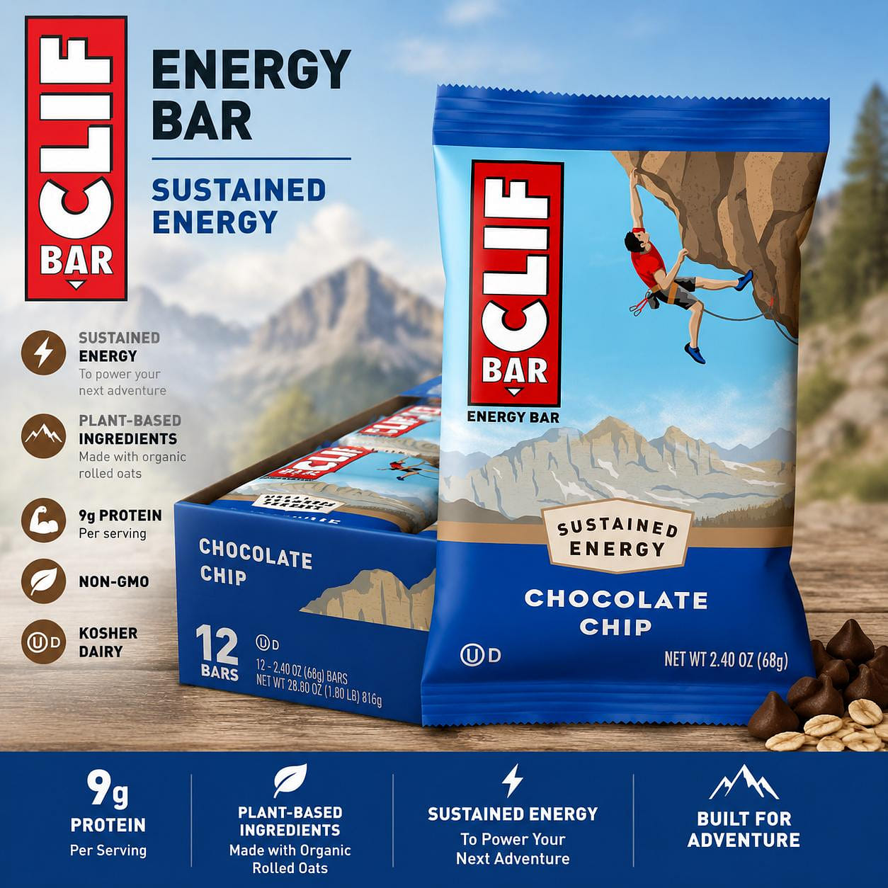 Clif Bar Chocolate Chip 2.4oz 12ct 1 each