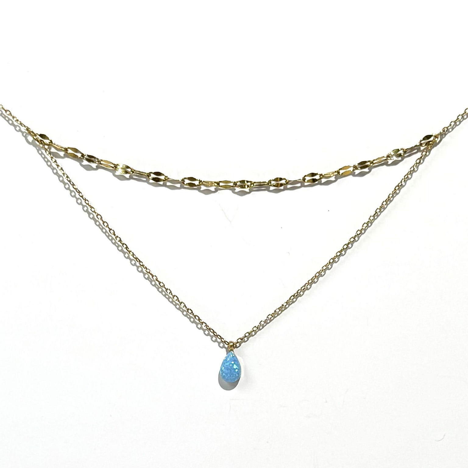 18K Gold Filled Water Proof 2IN1 Opal Necklace 1 each
