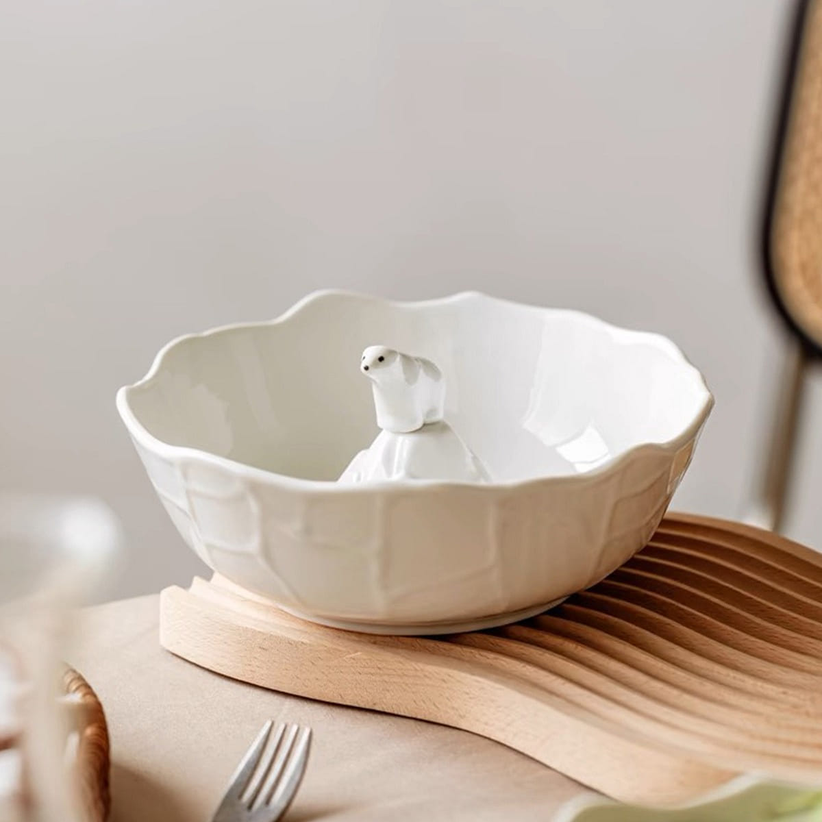 Nordic Ceramic Bowls with Polar Bear centred B 1 개