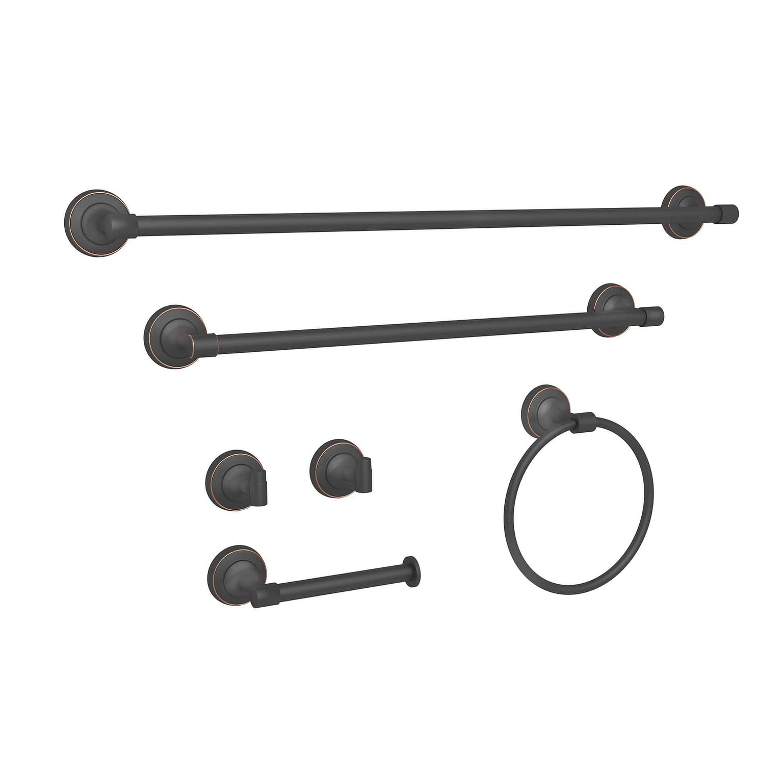 6-Piece Bath Hardware Set with Towel Ring/Bar Toilet Paper Holder Hook in ORB 2.56 파운드