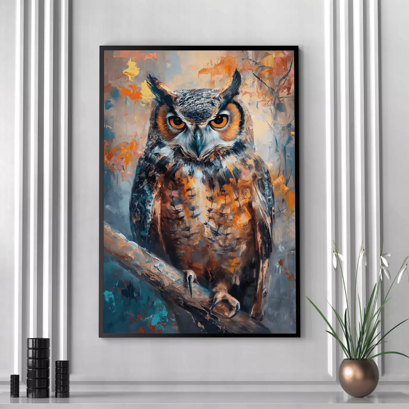 16X24 Owl Abstract Wall Art Print Canvas Poster Illustration Home Decor Painting 1 カウント