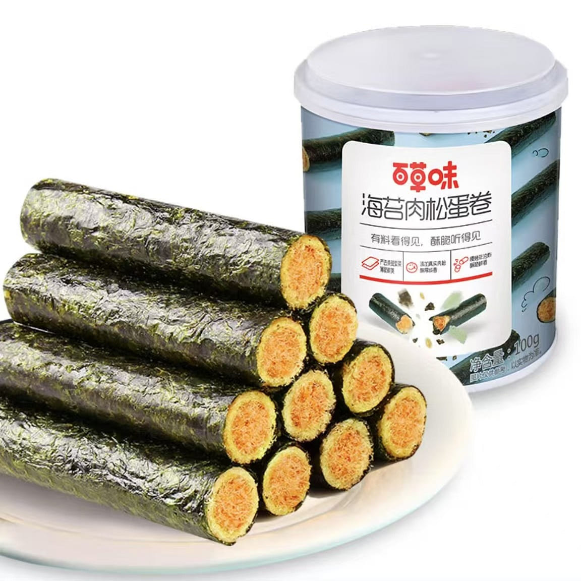 Herb flavor, seaweed roll, Internet celebrity snacks, crispy seaweed bibimbap wi 100 그램