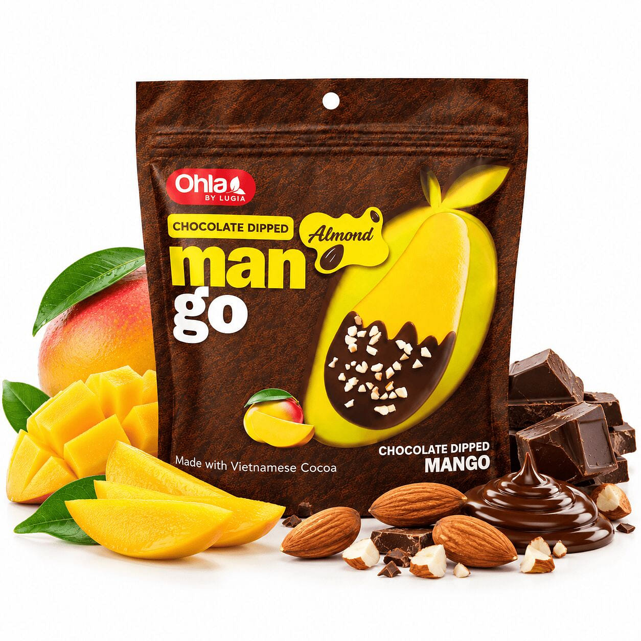 オーラ チョコレートがけマンゴー&アーモンド(ベトナム産) 3.53 oz