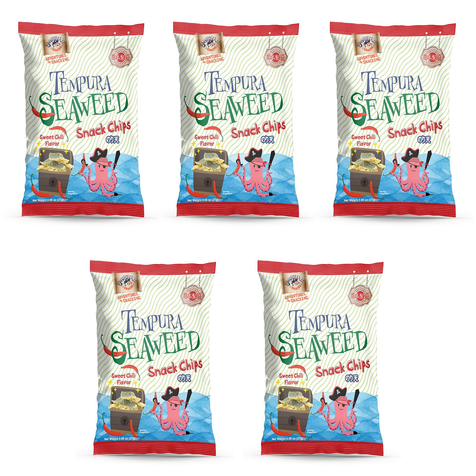 Seaweed Snack Chips Sweet Chili Flavor 0.95oz x 5 4.75 온스