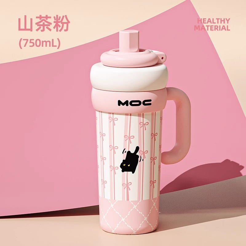 Big thermos cup Large capacity straw water cup 750 밀리리터
