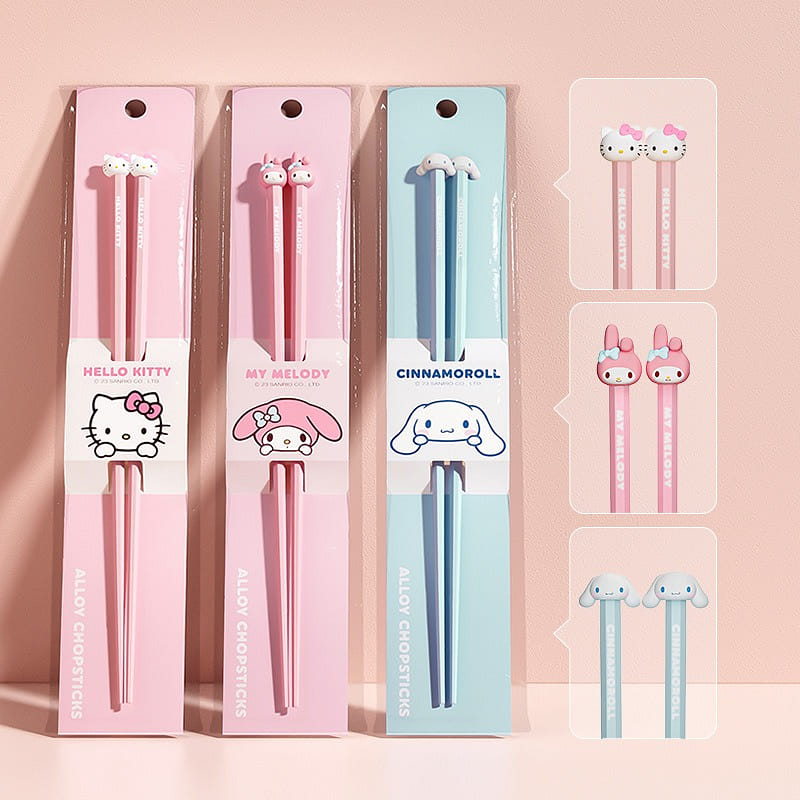 Sanrio Cute Chopsticks Household Hello Kitty My Melody Cinnamoroll 3Pairs 1 개