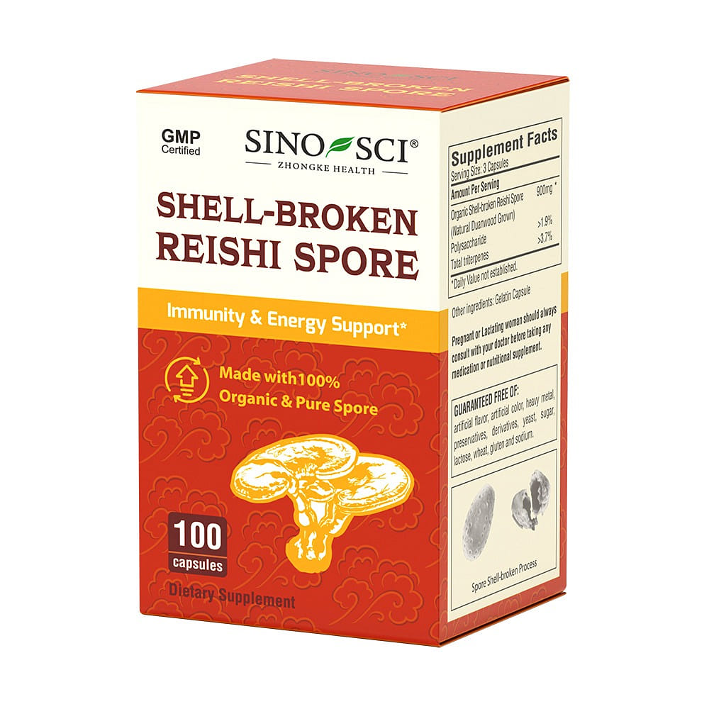 Sino-Sci Reishi Mushroom Spore Capsules (2nd Gen) - Immune System Booster 100 Ca 1 bottle