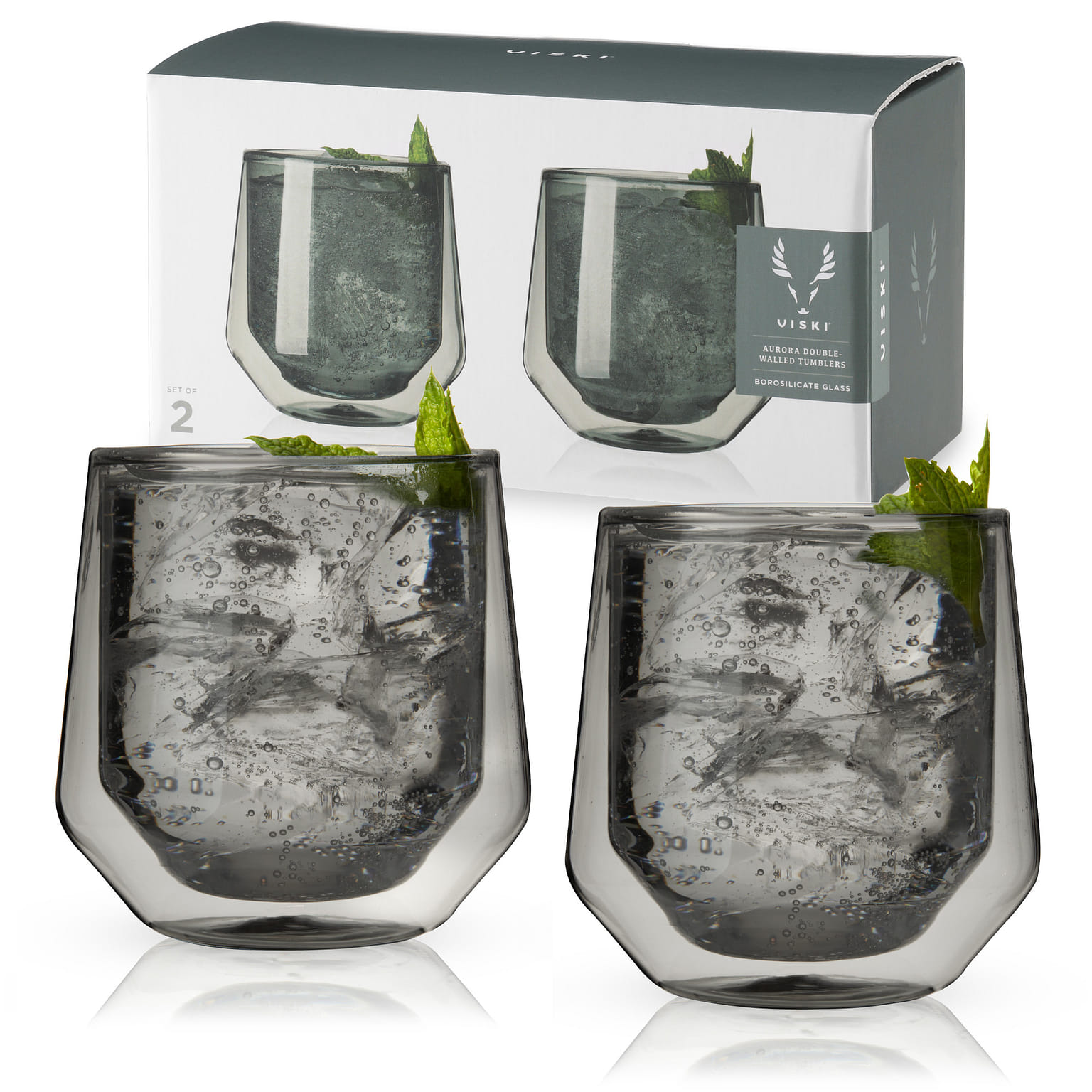 Double Walled Aurora Tumblers in Smoke (set of 2) by Viski 2 개