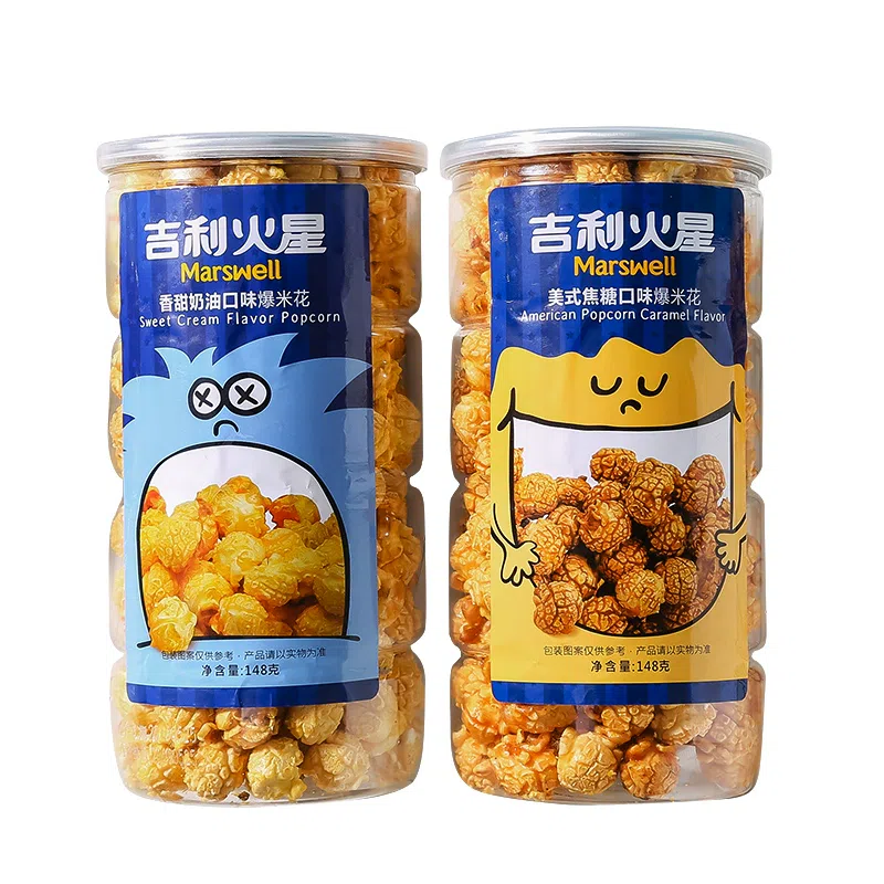Geely Mars Caramel Flavored Popcorn Vat Canned Internet Celebrity Snacks 148g*1 can 148 กรัม