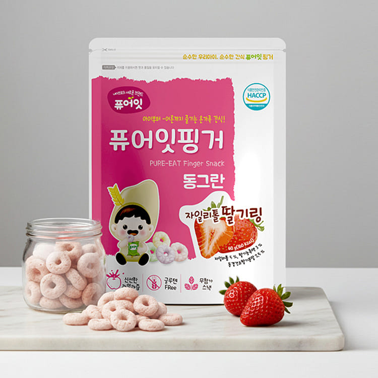 핑거 동그란 자일리톨 과일링 - 딸기 40 그램