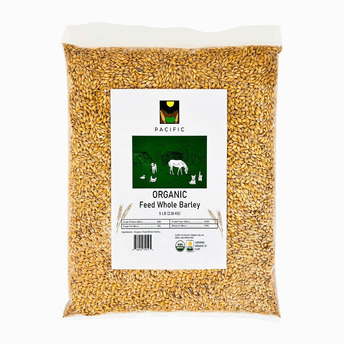 PACIFIC Pet Food Organic Whole Barley (5lb Pack) 5 파운드