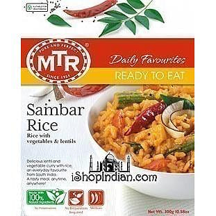 MTR Sambar Rice - Rice with Vegetables & Lentils (Ready-to-Eat), 10.5 oz box 10.5 온스