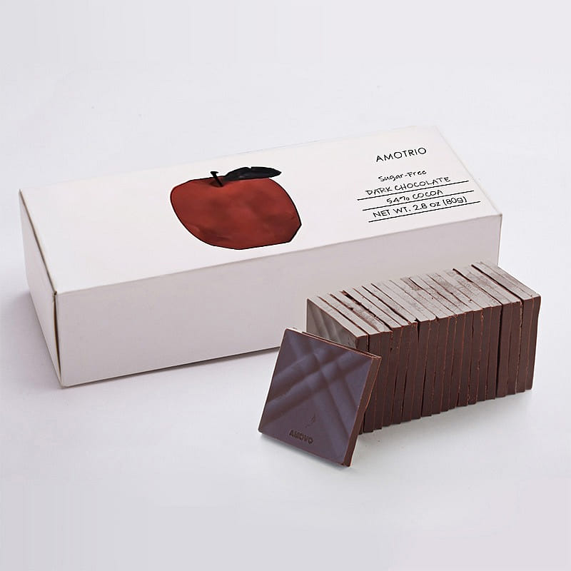 AMOTRIO 54% Sugar-Free Couverture Dark Chocolat, 22 Ct, Delivered with Ice Packs 80 กรัม