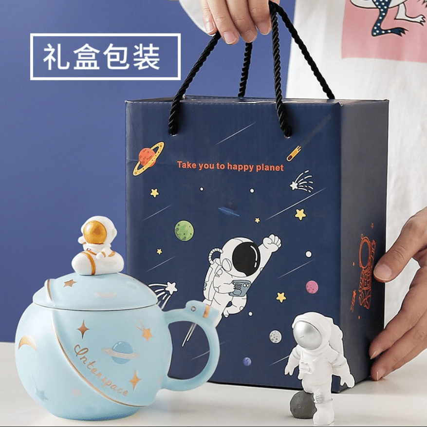 Rocket Planet Mark Cup Creative Astronaut Water Cup Cup Gift Box Baby Blue 1 개