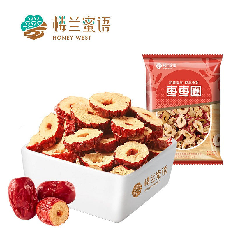 樓蘭蜜語紅棗棗圈250g新疆無核紅棗片泡茶即食零食 250 克