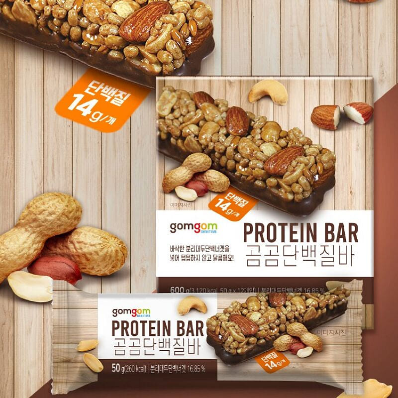 [한국 직배송] 곰곰 단백질바 50g * 12개, 1박스 600 그램