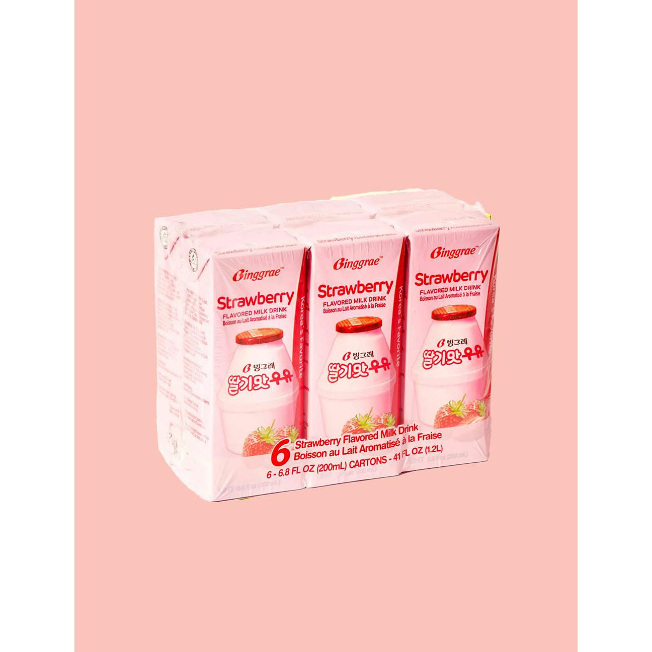 BINGGRAE Strawberry Flavored Milk 6PK 1 개