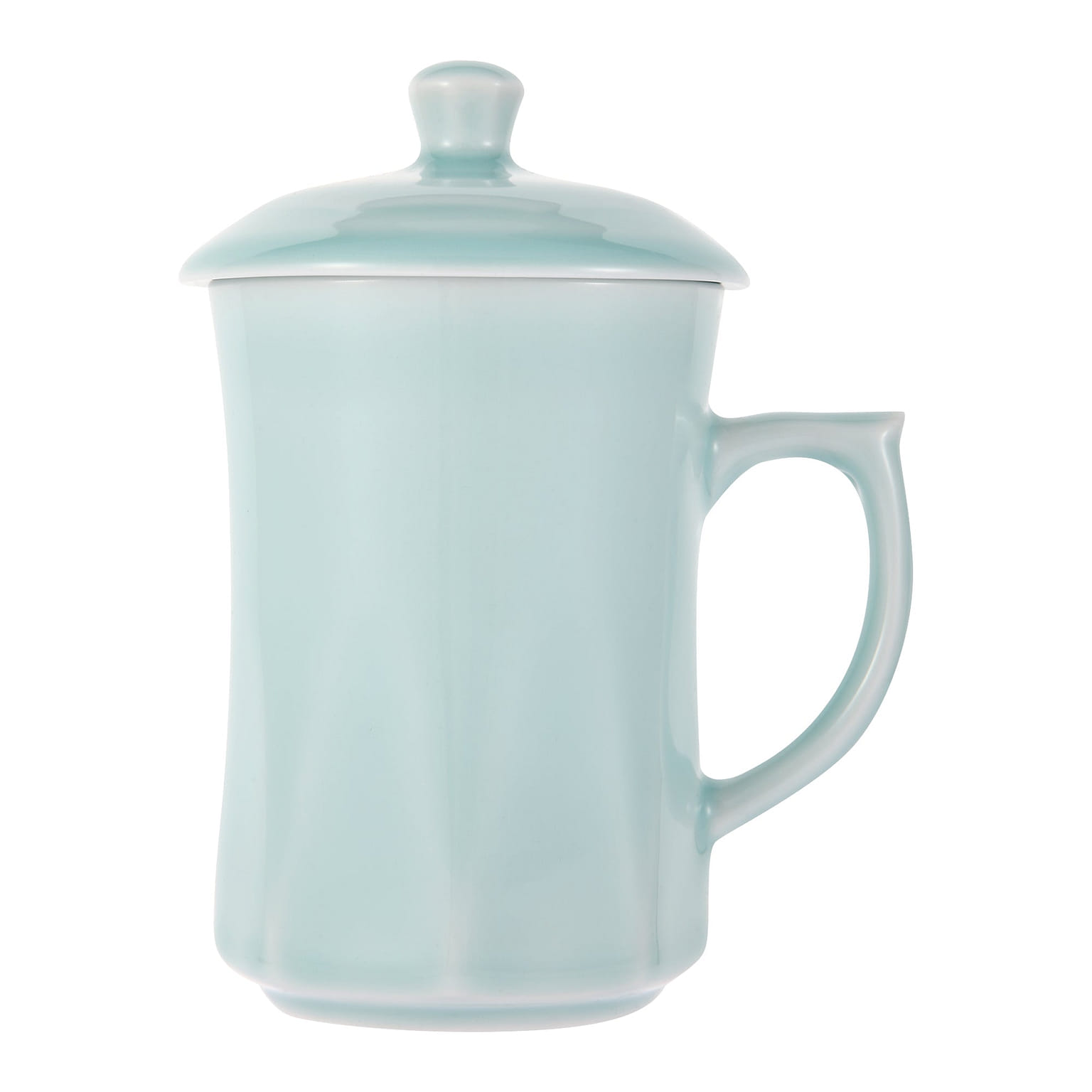 Teacup Coffee Mug Milk Cup Diamond Shaped with Lid 13oz Light Greenish Blue 1 개
