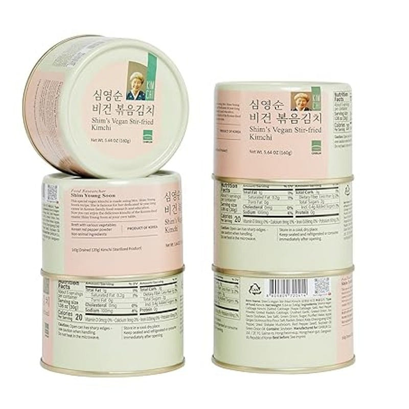 Shim's Vegan Stir-fried Canned Kimchi, Pack of 6 3.11 파운드