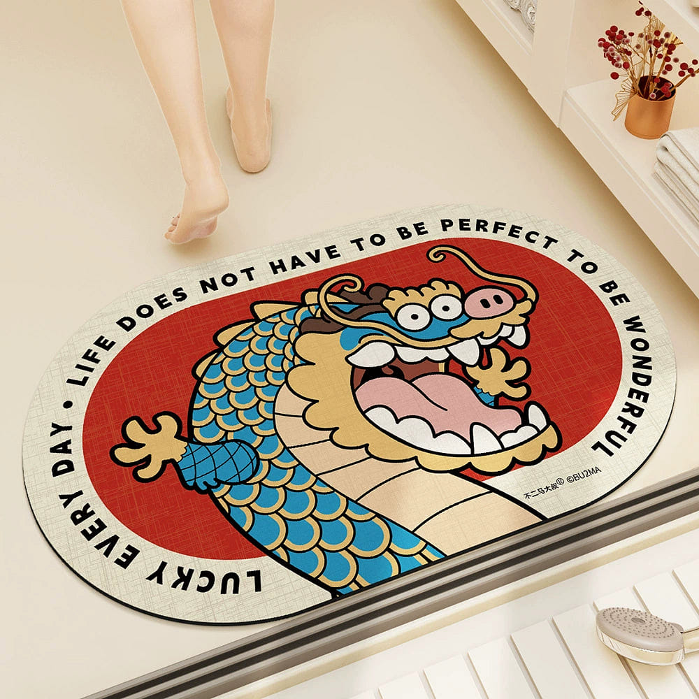 Fat Dragon New Year velvet mat door non-slip mat 40*60cm/Fat dragon ecstasy red 1 개