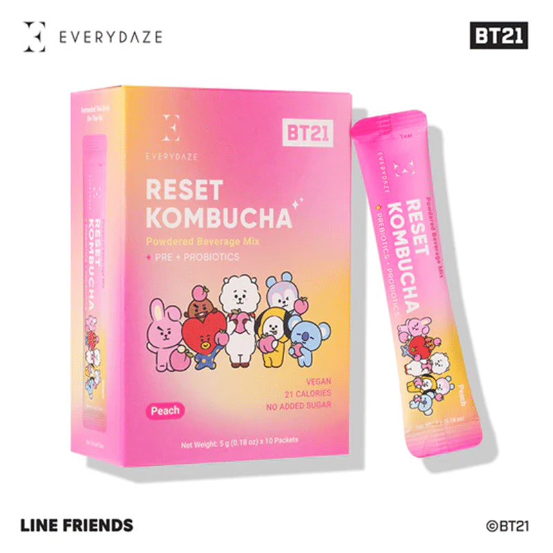 EVERYDAZE - BT21 RESET KOMBUCHA- Peach- 10 Packs 50 g
