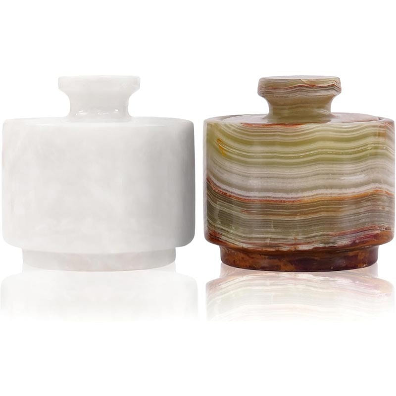 Marble Salt Cellar White & Green - Luxury Storage 1 each