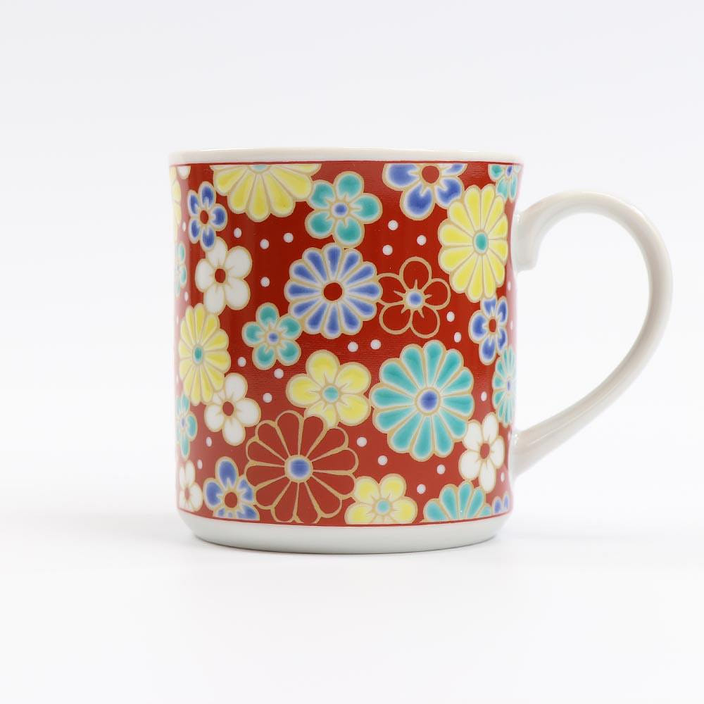 Kutani Ware Handmade Mug Cup (Plum Chrysanth, 3.07" x 3.22") Made in Japan 1 อัน