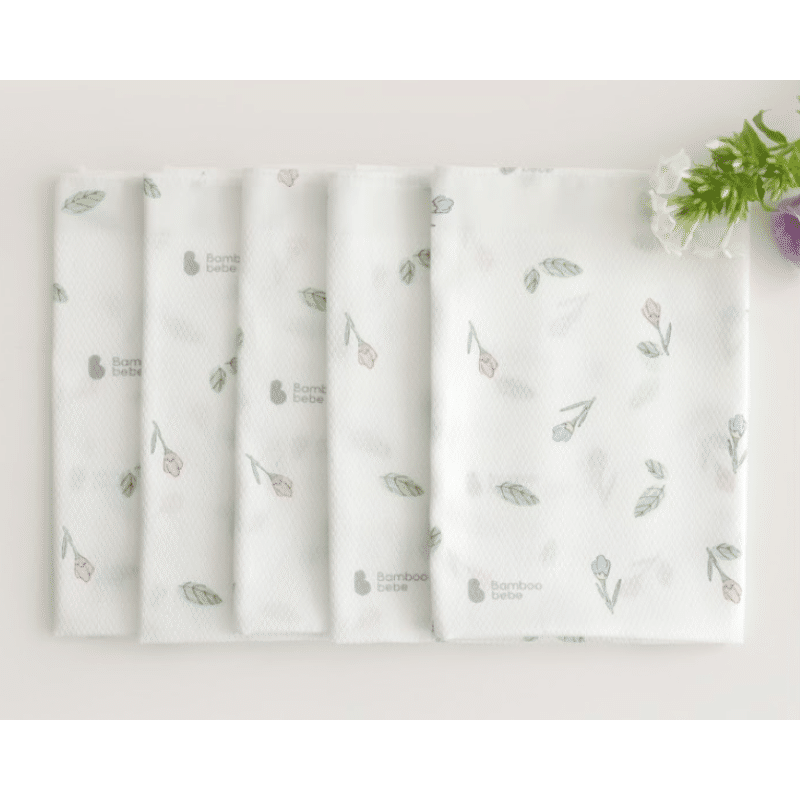 [Ships directly from U.S.]Bamboo Bebe Mild Bamboo Signature Embo Handkerchiefs 5 개입
