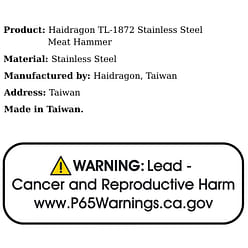 Haidragon TL-1872 Stainless Steel Meat Hammer 1 each