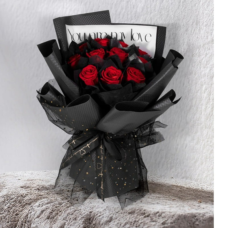 Everlasting flowers - rose bouquet gift box -11 red roses 1 케이스