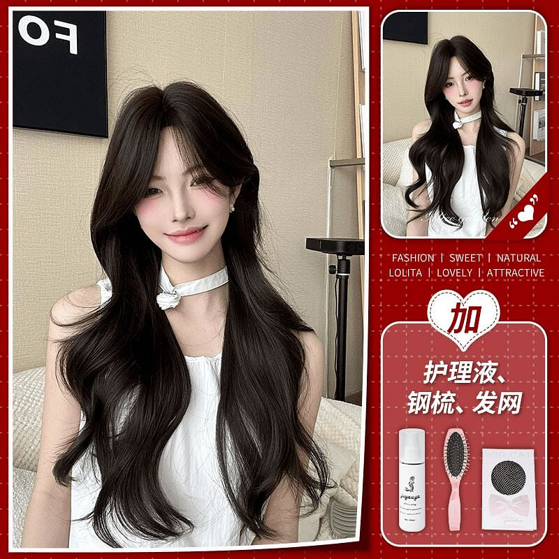 AG wig medium-length curly hair black tea color 1 count