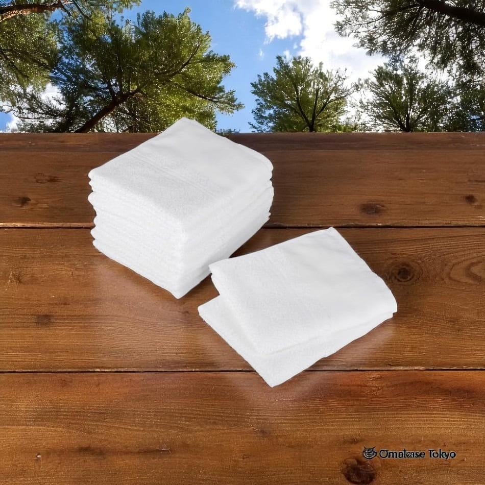 Thin Onsen Towels 10-Pack White Cotton 100% 620 กรัม